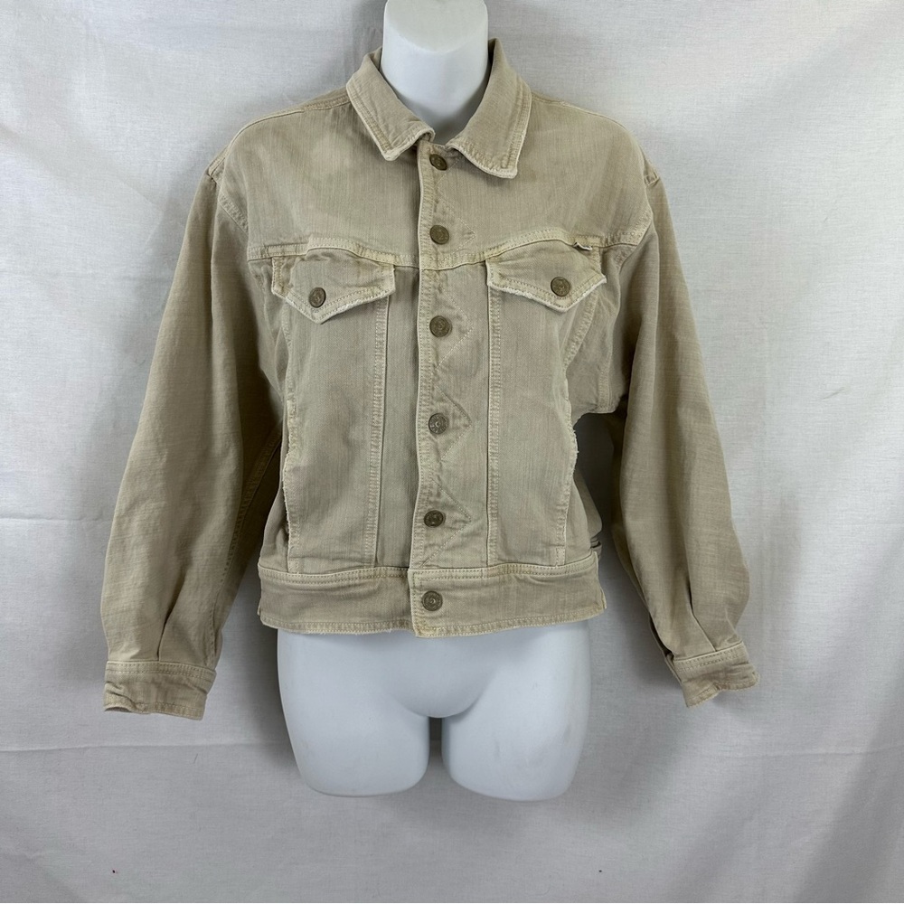 Mother Denim The Fly Away Jacket in Beige Sand Casual Boho Chic Crop Fit